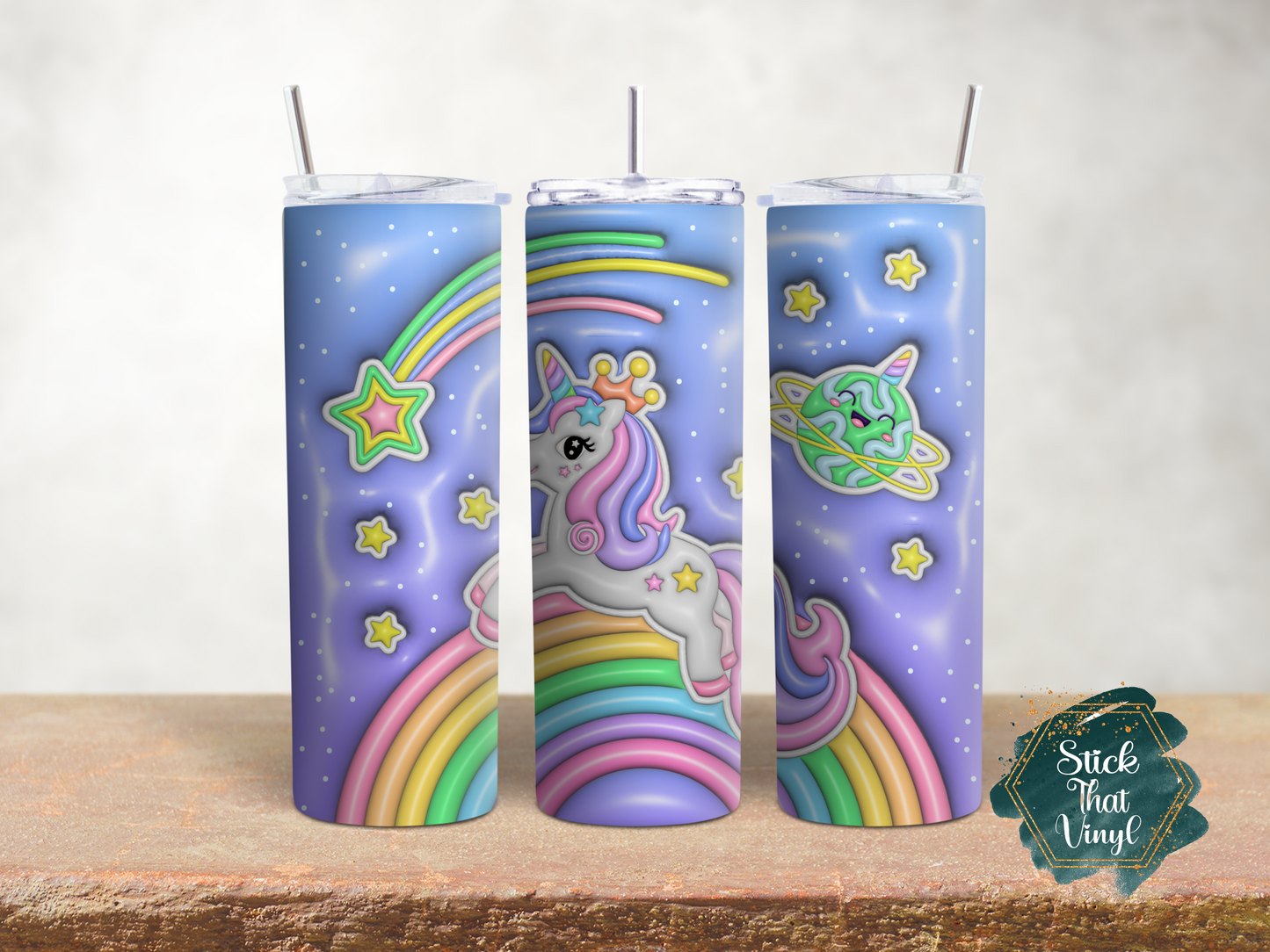 Unicorn Inflated Design 2 20oz Tumbler Wrap