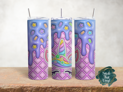 Unicorn Inflated Design 4 20oz Tumbler Sublimation Wrap