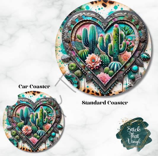 Western Cactus Design 2 Coaster Sublimation Transfer