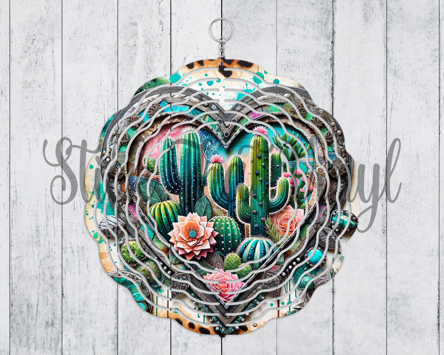 Western Cactus Design 2 Wind Spinner Sublimation Transfer