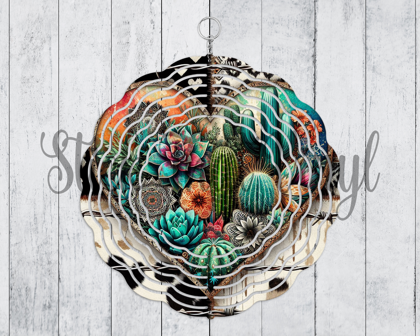 Western Cactus Design 3 Wind Spinner Sublimation Transfer