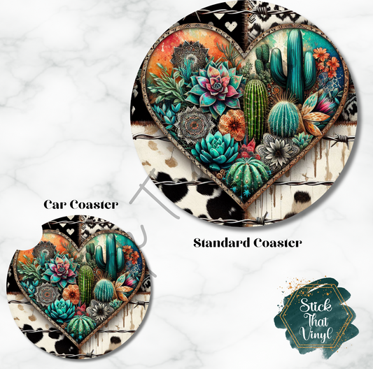 Western Cactus Design 4 Coaster Sublimation Transfer