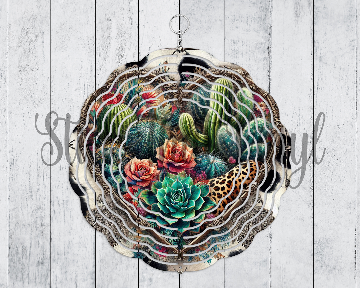 Western Cactus Design 4 Wind Spinner Sublimation Transfer