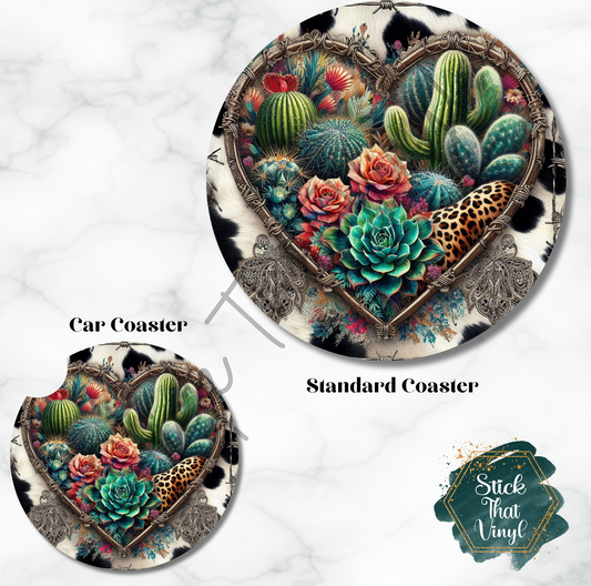 Western Cactus Design 5 Coaster Sublimation Transfer