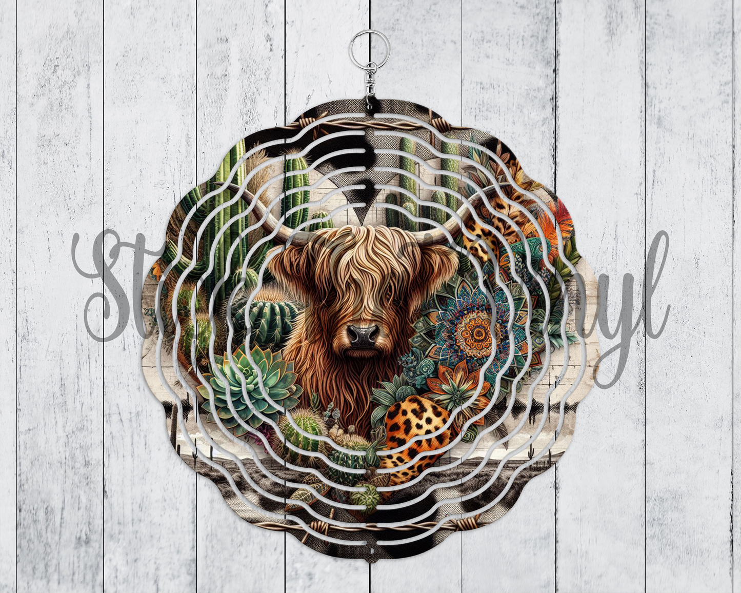 Western Cow Design 1 Wind Spinner Sublimation Transfer