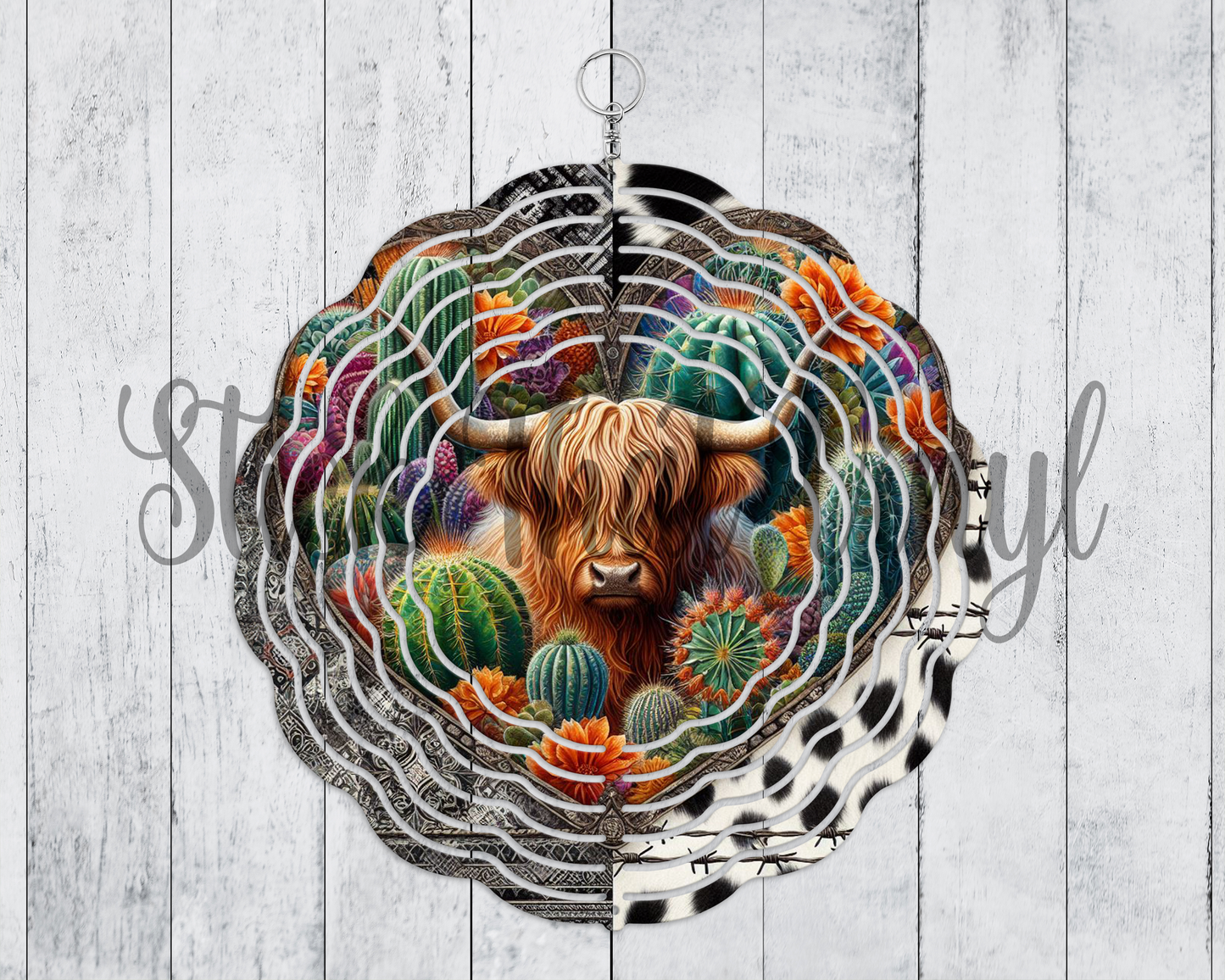 Western Cow Design 2 Wind Spinner Sublimation Transfer