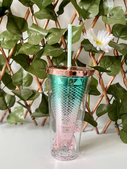 green and pink ombre mermaid tumbler from stick that vinyl australian vinyl supplier