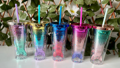 Five colour variations of the mermaid tumbler at stick that vinyl australian vinyl supplier