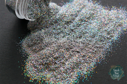 Metallic tin man fine glitter, silver holographic light catching glitter from stick that vinyl australian vinyl supplier