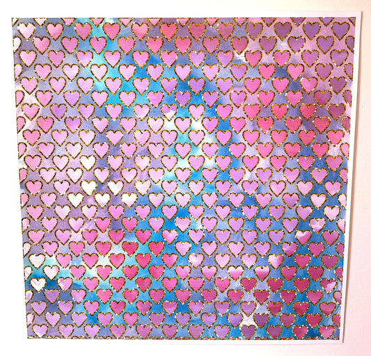 Pastel Hearts Permanent Adhesive Vinyl with holographic and sparkle elements from stick that vinyl australian vinyl supplier